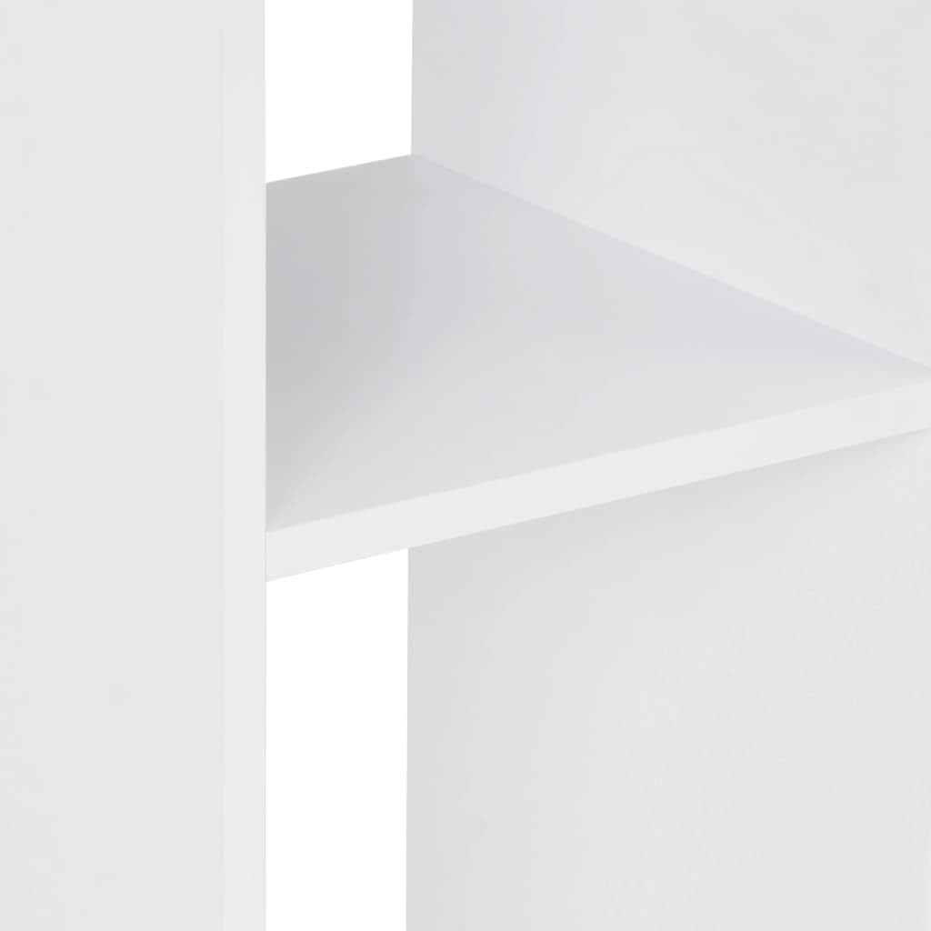 White Space-Saving Bar Table w/ Storage Shelves, Compact Square Dining Pub Table