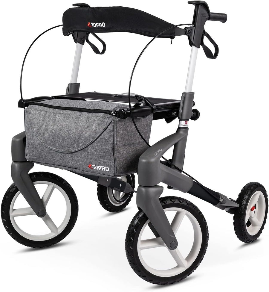 All Terrain Rollator Walker Outdoor Folding Lightweight Mobility Black 4 Wheels