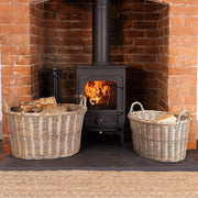 Oval Wicker Log Basket Set, Nesting Storage Baskets with Carry Handles, Durable