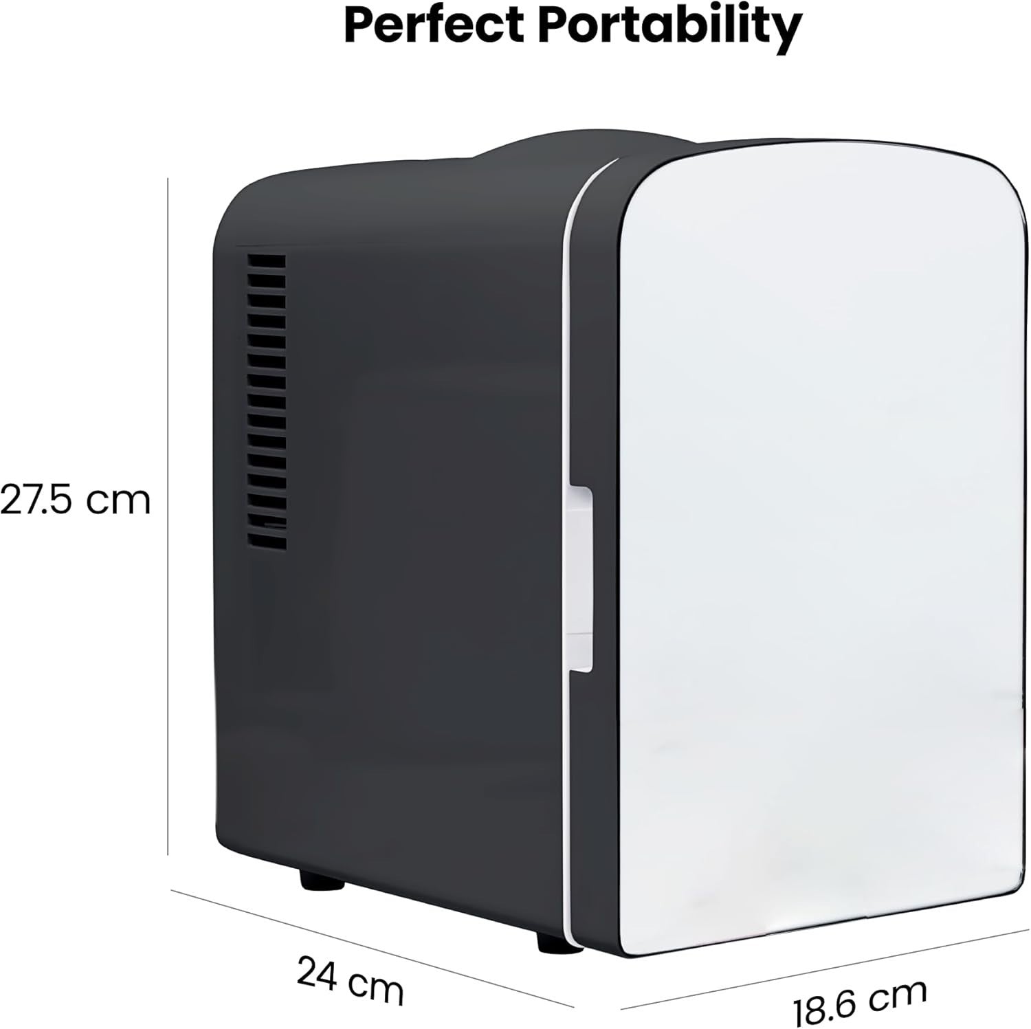 4L Mini Fridge Mirrored Black Cooler & Warmer Portable Desk Cosmetic