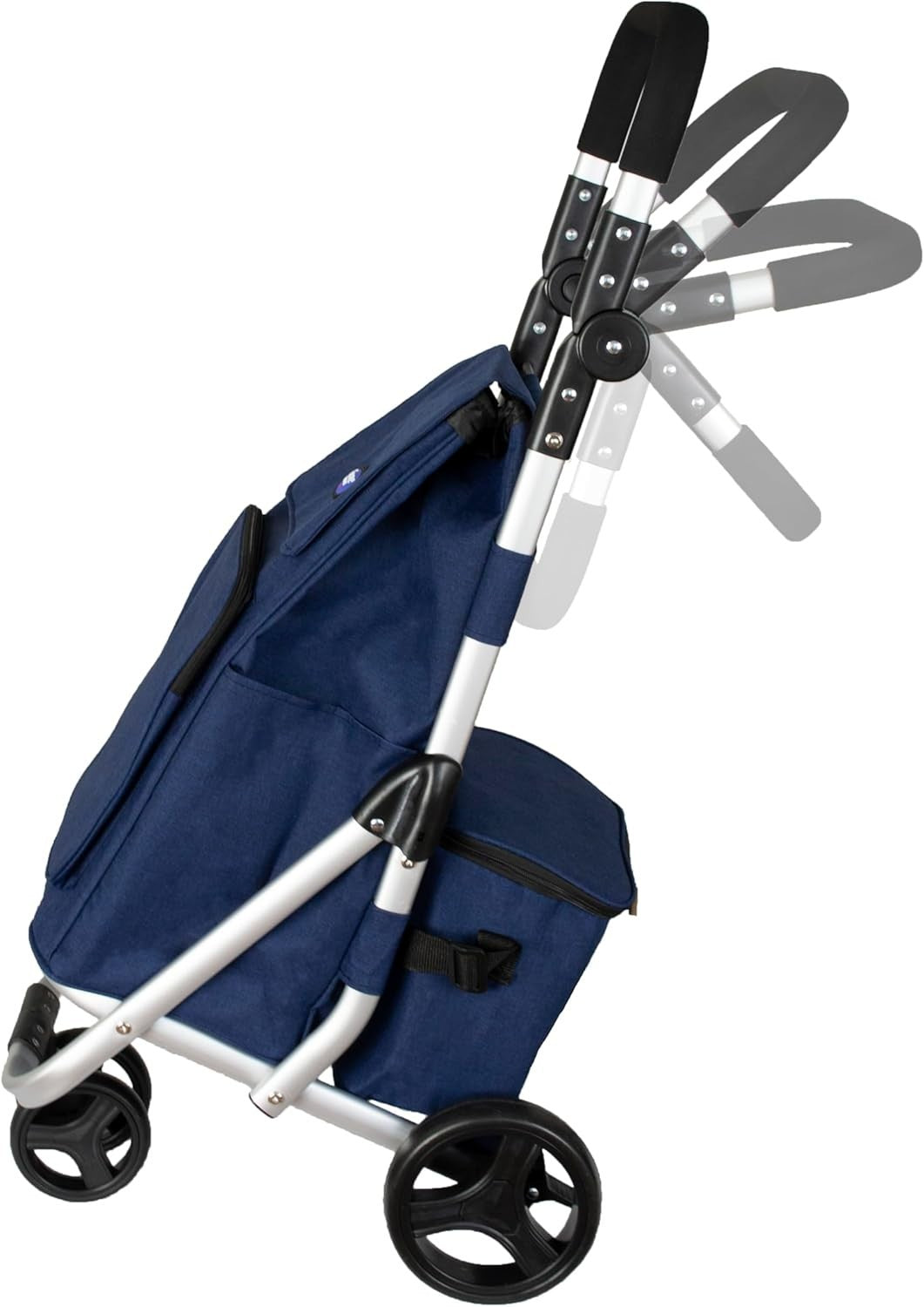 Aluminium Shopping Trolley with Spinner Wheels & Cool Bag 40L Navy