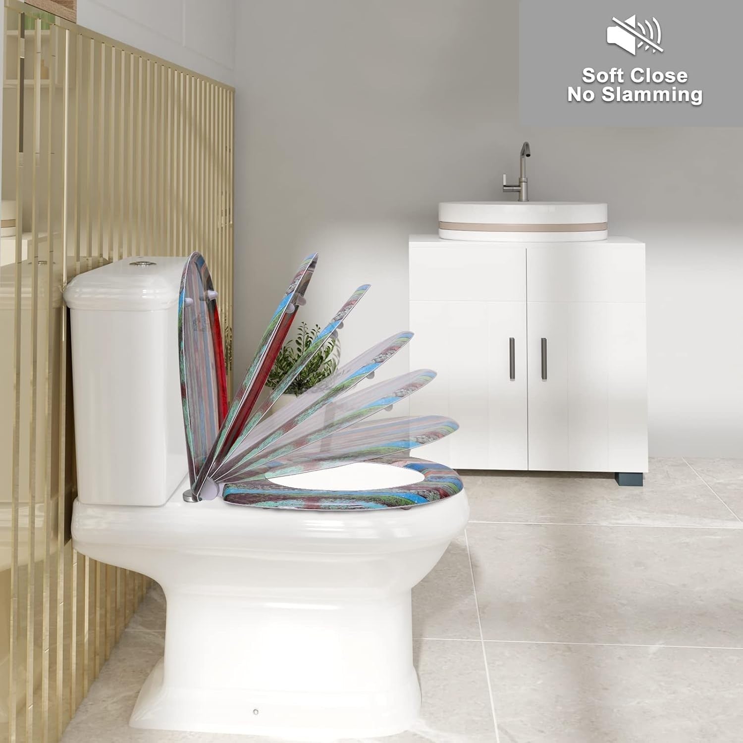 Soft Close Toilet Seat Quick Release Duroplast Adjustable Hinges 45x37cm