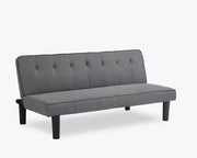 3 Seater Charcoal Grey Sofa Bed Tufted Clic Clac Recliner w/ Wood Frame