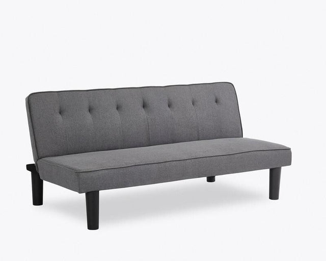 3 Seater Charcoal Grey Sofa Bed Tufted Clic Clac Recliner w/ Wood Frame