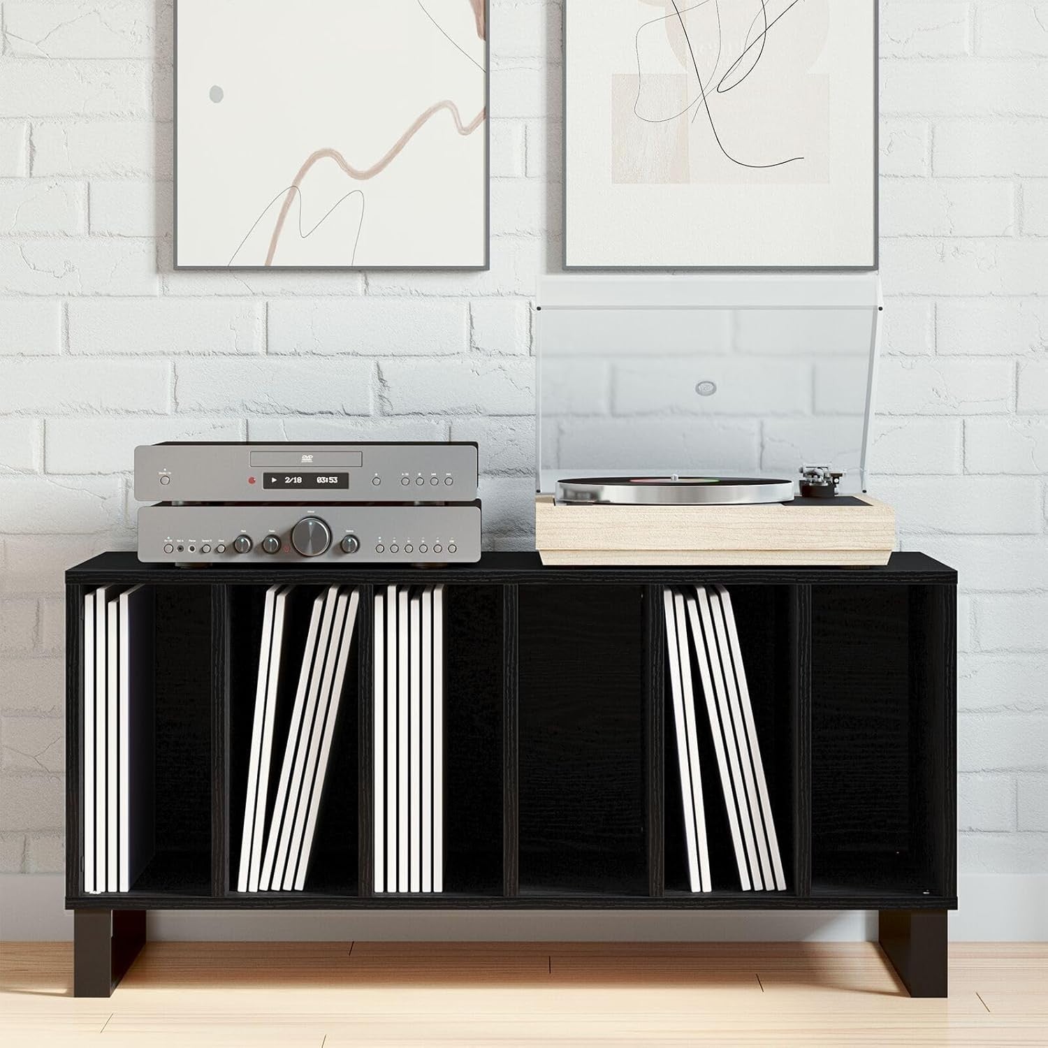 Black Oak Media Storage Cabinet – DVD Organizer & TV Console, Durable