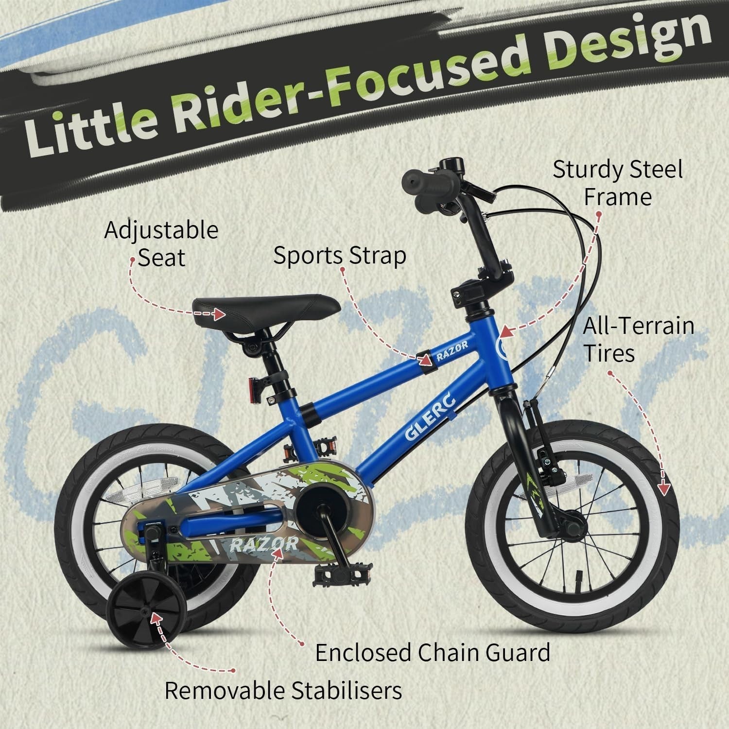 12 Inch Kids BMX Bike Boys Bicycle Training Wheels Bell Blue Age 2-4