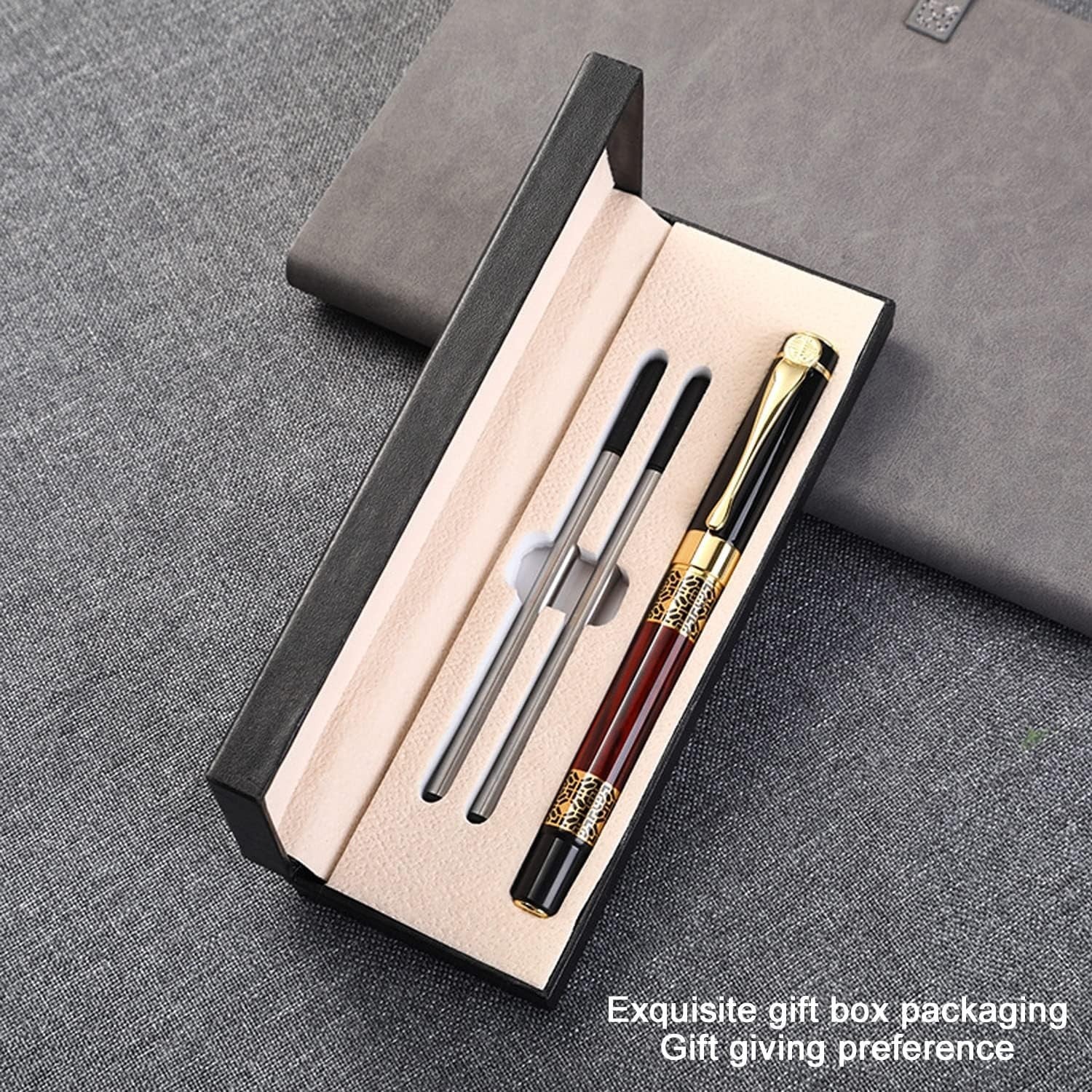2-Pack Luxury Ballpoint Pen Red Medium Tip Smooth Writing Gift Set