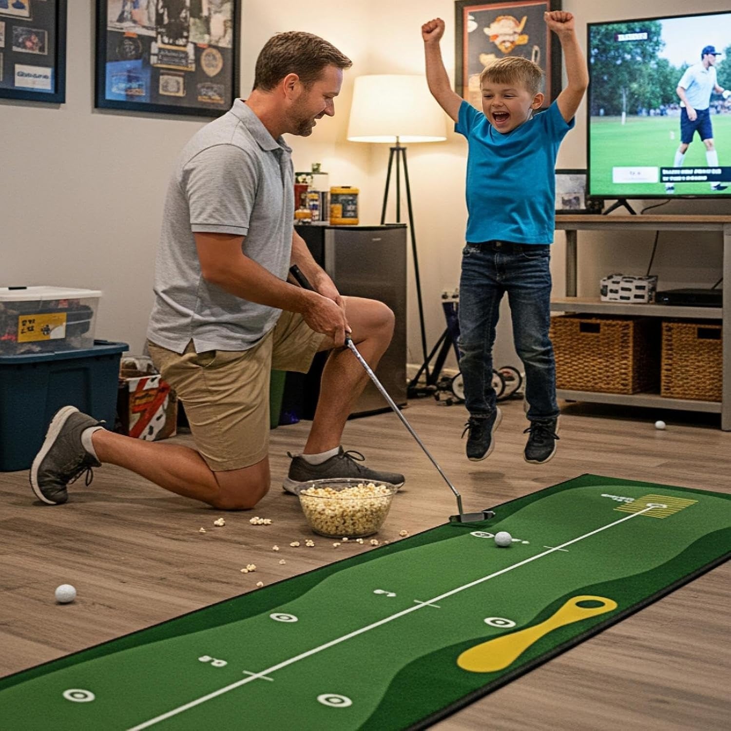 10ft Indoor Golf Putting Green Mat w/ Mirror Cup Rings Brush Practice Set