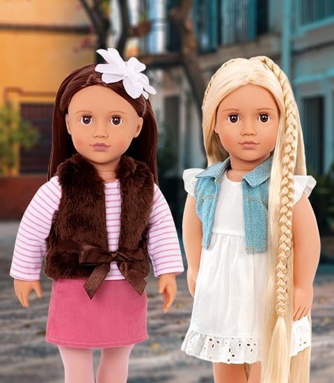 18” Fashion Doll Brunette Hair Brown Eyes Faux Fur Outfit Playset
