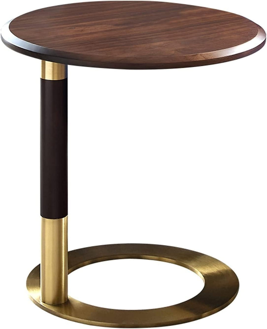 Solid Walnut Small Round Side Table U-Shaped Coffee Snack Table 50x50cm