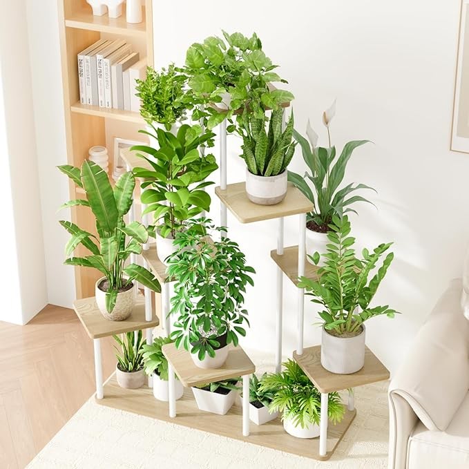 9 Tier Metal Plant Stand Indoor Outdoor Multi Shelf Flower Rack Patio Balcony
