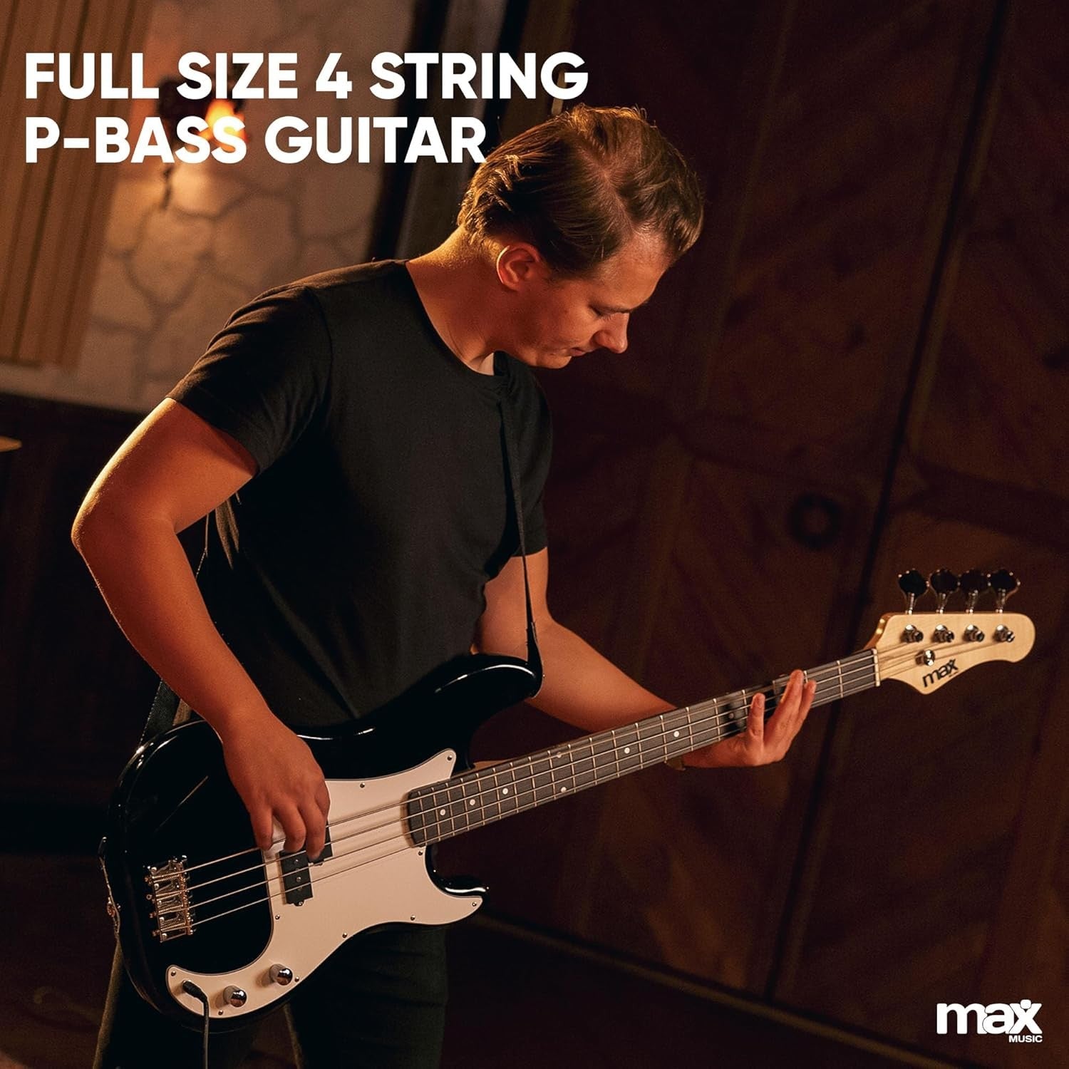 Full Size Electric Bass Guitar Starter Kit 40W Amp Bag Black