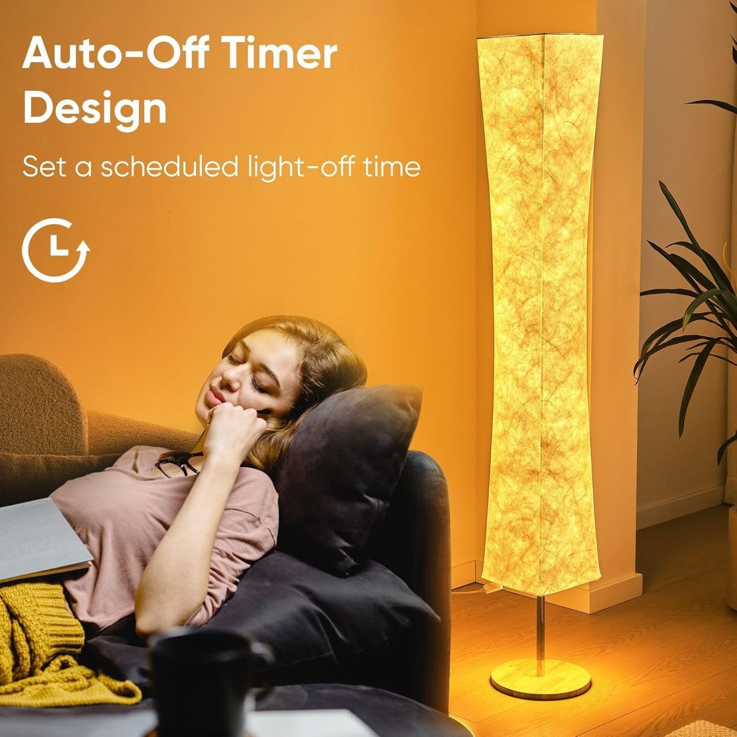 LED Floor Lamp Remote Control Dimmable 3 Colour Soft Fabric Standing Light