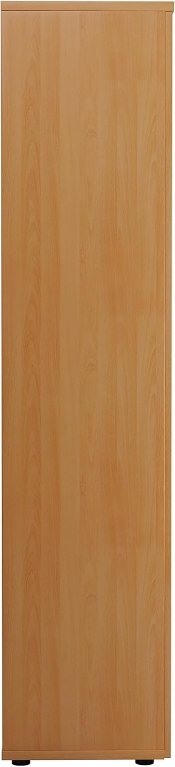 Tall Beech Lockable Office Cupboard 4 Shelf Storage Cabinet 200cm