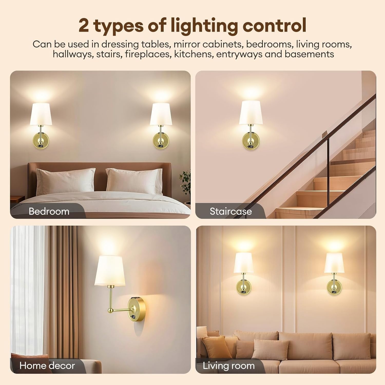 Cordless Rechargeable Wall Lights with 10000mAh Battery, Touch Remote, 3 Color T