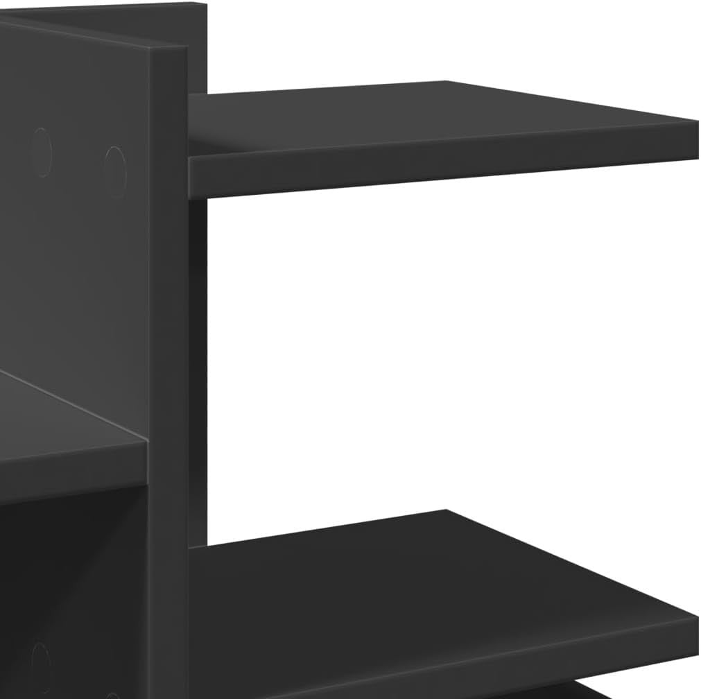 Black Desk Organizer Tray – Multi-Level Engineered Wood Storage 49x20x52.5 cm