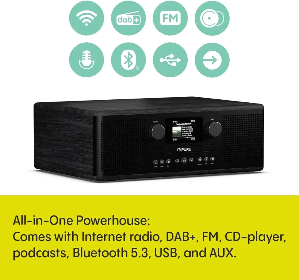 All-in-One Internet Radio CD Player DAB+ FM Bluetooth WiFi HiFi System Alarm