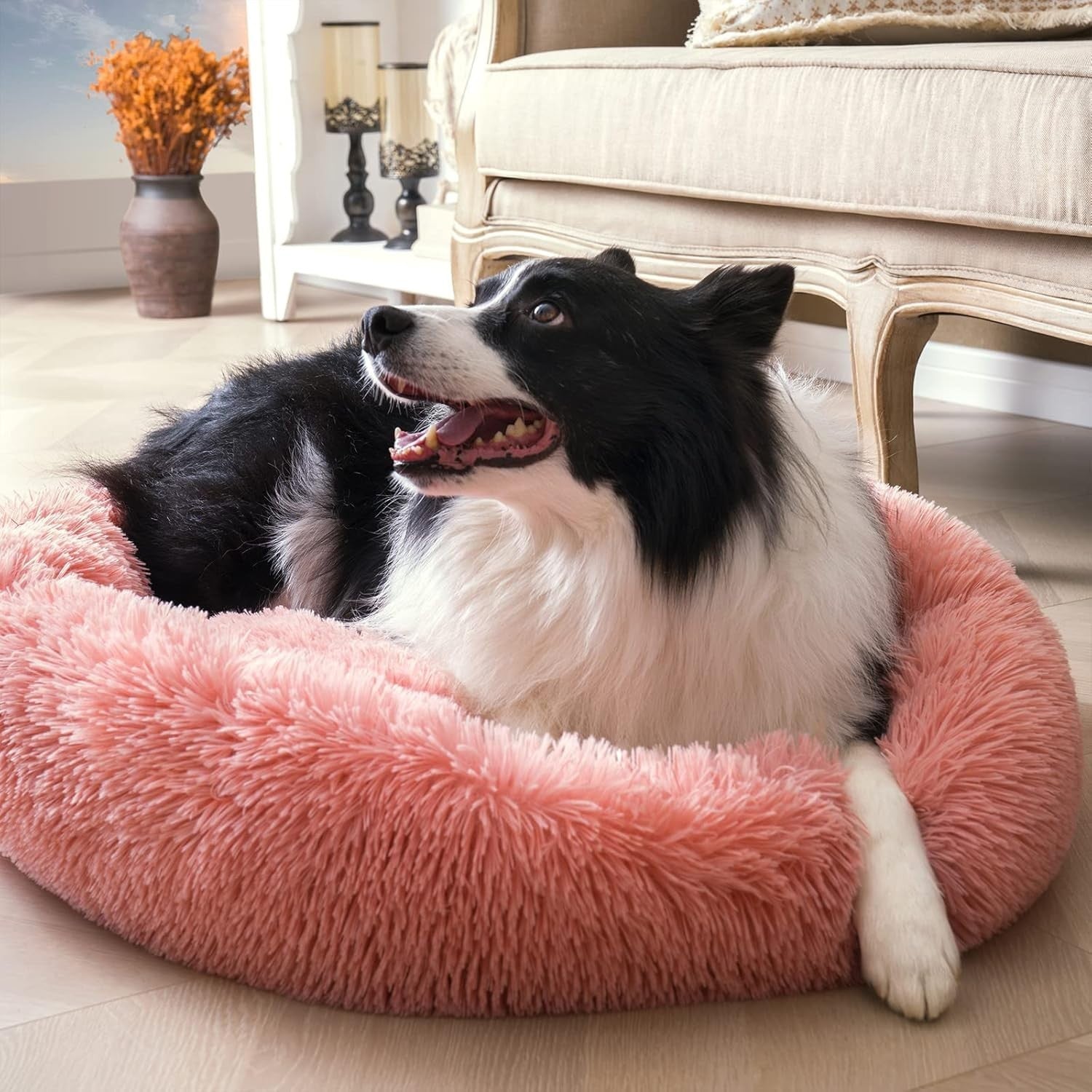Calming Donut Dog Bed XL Washable Anti Anxiety Plush