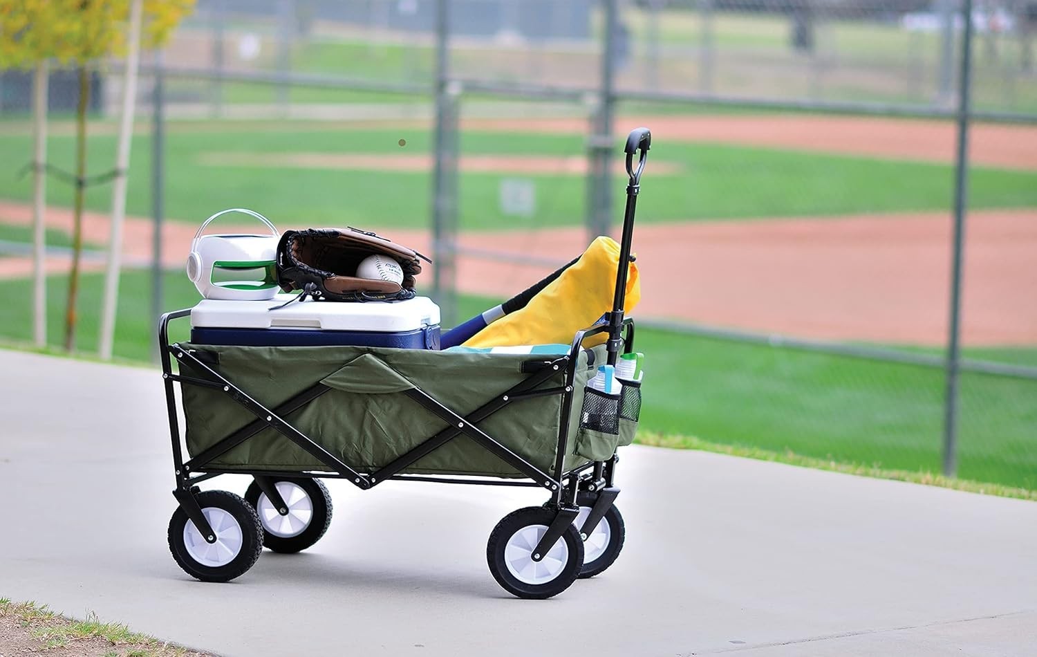 Folding Wagon Cart 150lb Load Heavy Duty Large Capacity Compact Green