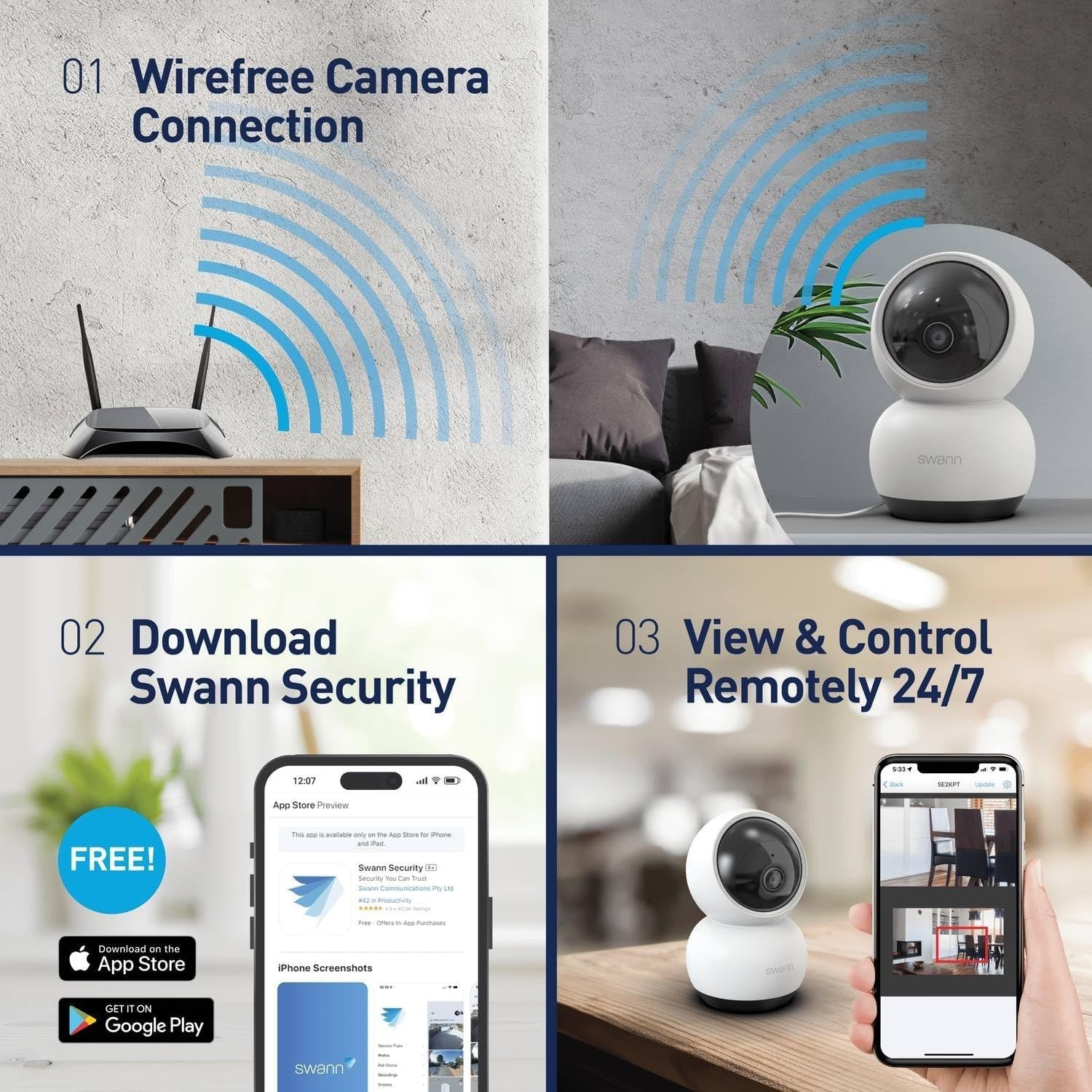 2K PTZ WiFi Security Camera Auto Tracking Night Vision Two Way Audio