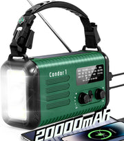 Wind Up Solar Emergency Radio with 20000mAh Battery, AM/FM & Flashlight