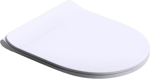 Soft Close D-Shaped Toilet Seat Slim Quick Release White Gloss 360x470mm