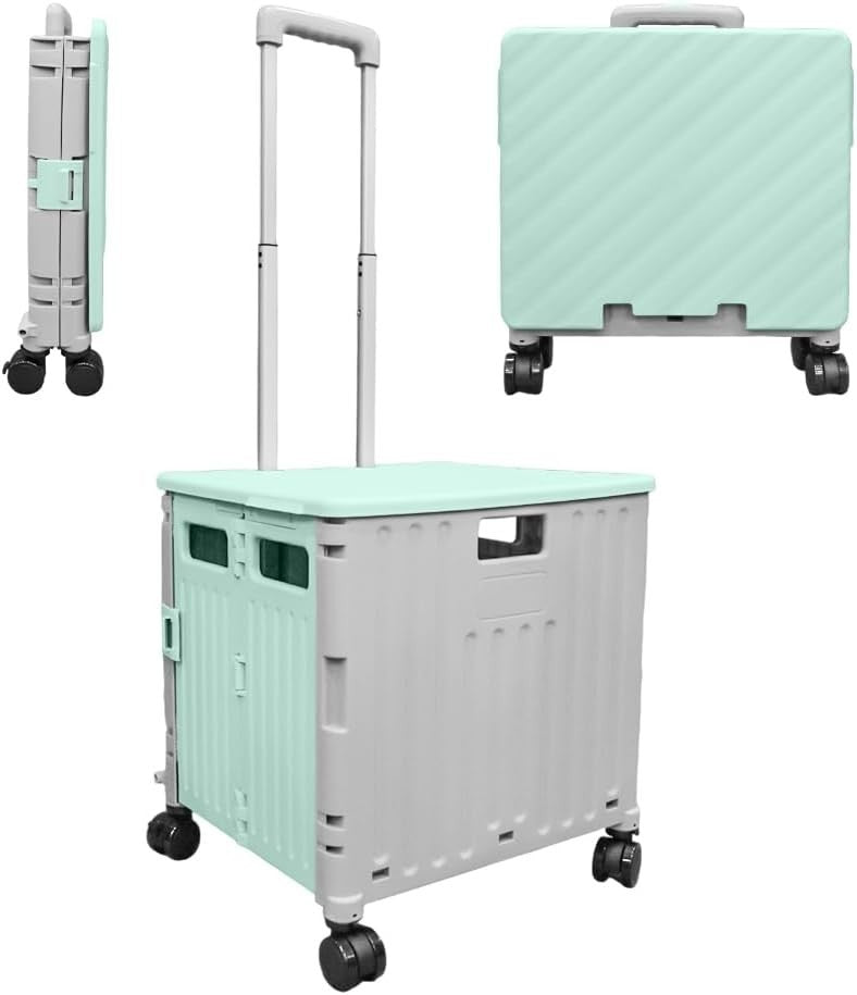 50L Foldable Shopping Trolley Cart 4 Wheels Lid 40kg Heavy Duty Utility