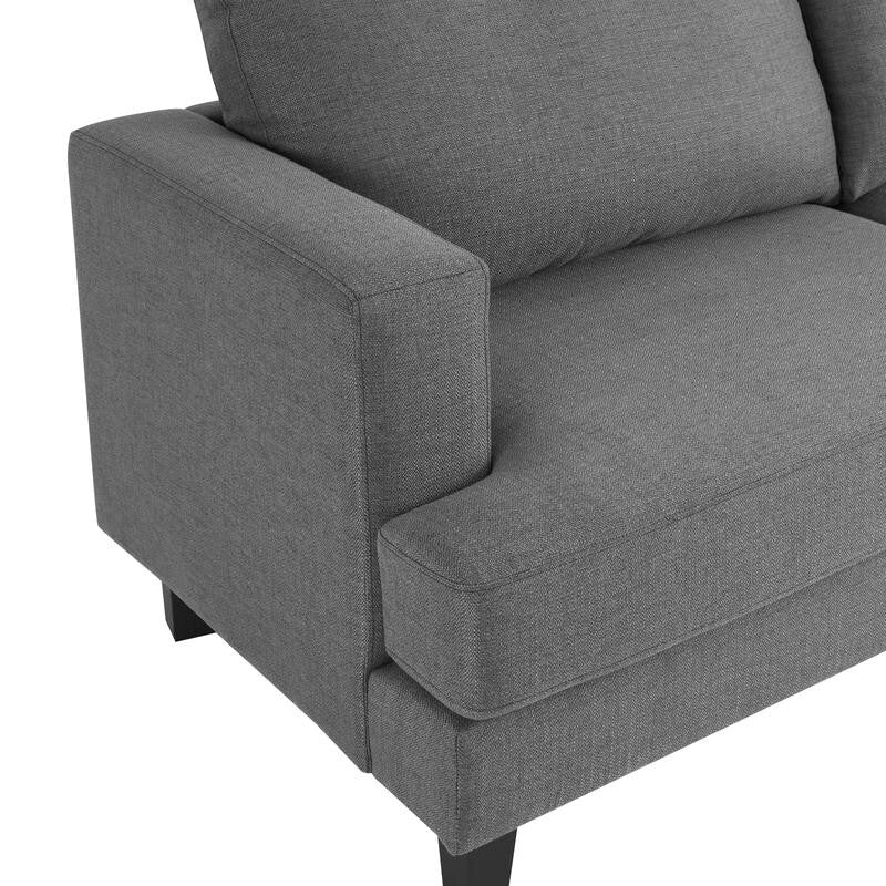 3 Seater Sofa Dark Grey Linen Fabric | Foam Cushions & Square Arm Design