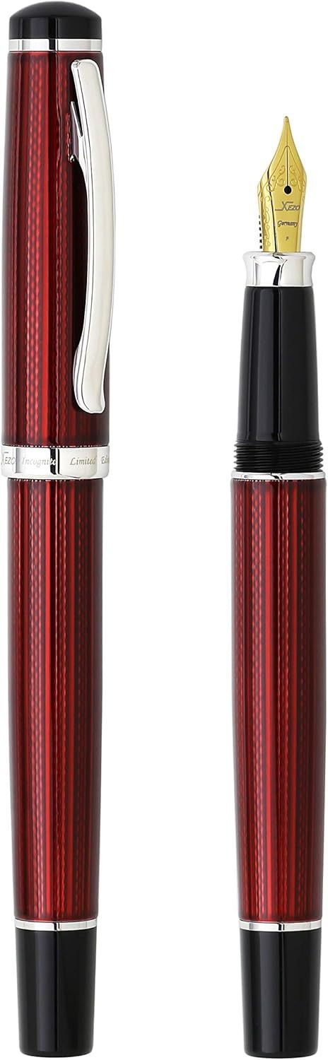 Burgundy Red Fountain Pen Medium Nib Handcrafted Smooth Writing Set
