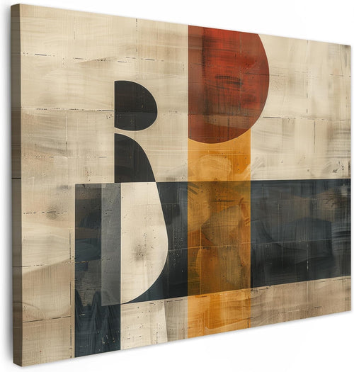 Abstract Industrial Canvas Wall Art Modern Beige Black 80x60cm Home Decor