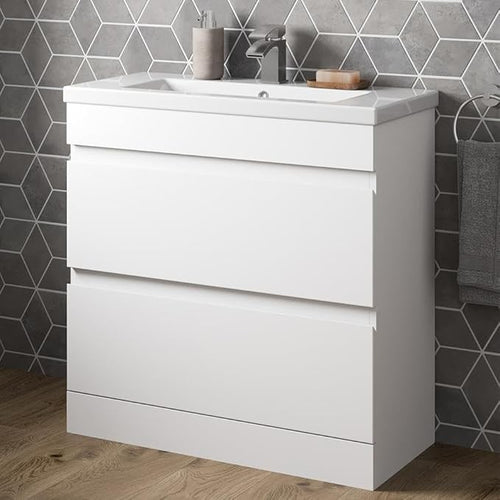 800mm White Gloss Bathroom Vanity Unit with Basin Sink