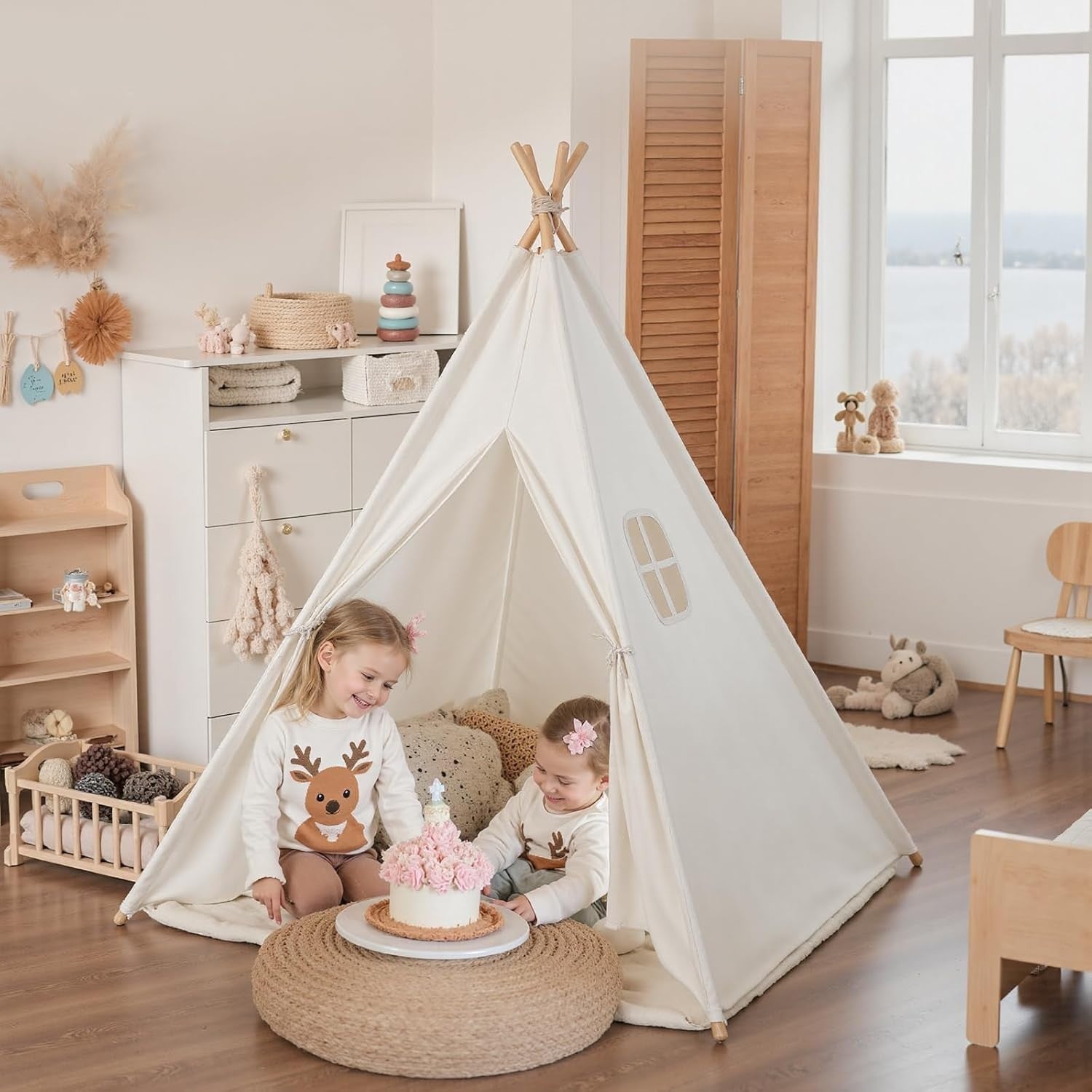 Large Cotton Kids Teepee Tent Indoor Outdoor Foldable Playhouse