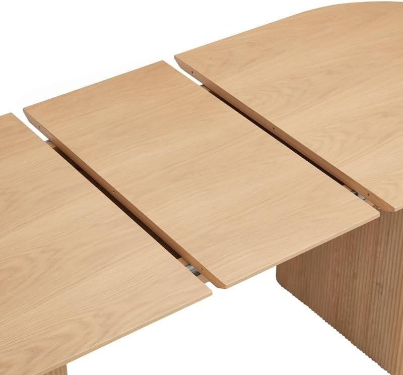 Extending Natural Wooden Dining Table 6 Seater Oval Modern Space Saving