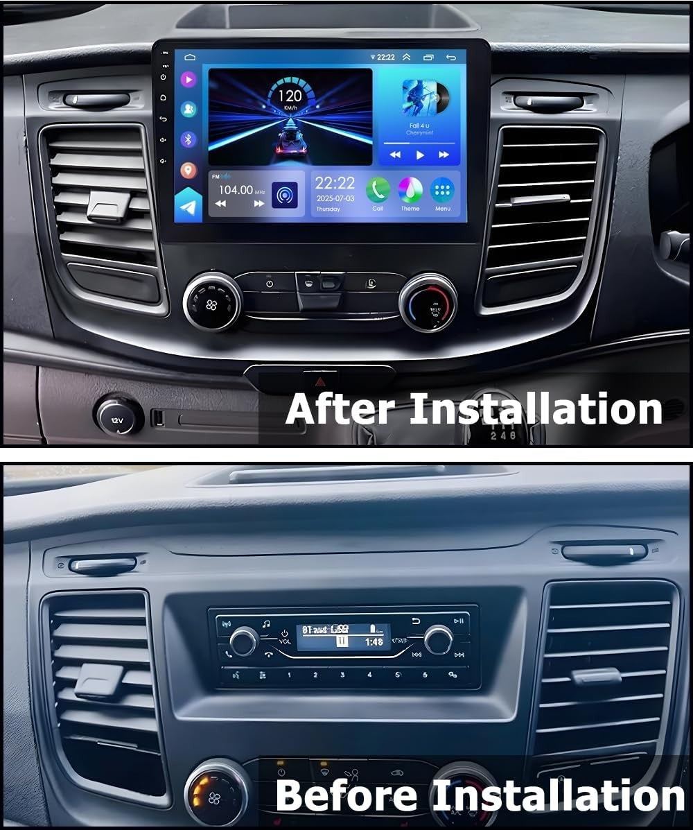 10" Android 14 Car Stereo Ford Transit Custom GPS WiFi Carplay Auto