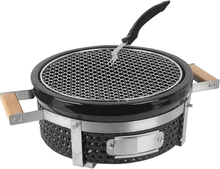 Portable Round Charcoal BBQ Grill Ceramic Tabletop Stove Outdoor Camping Patio