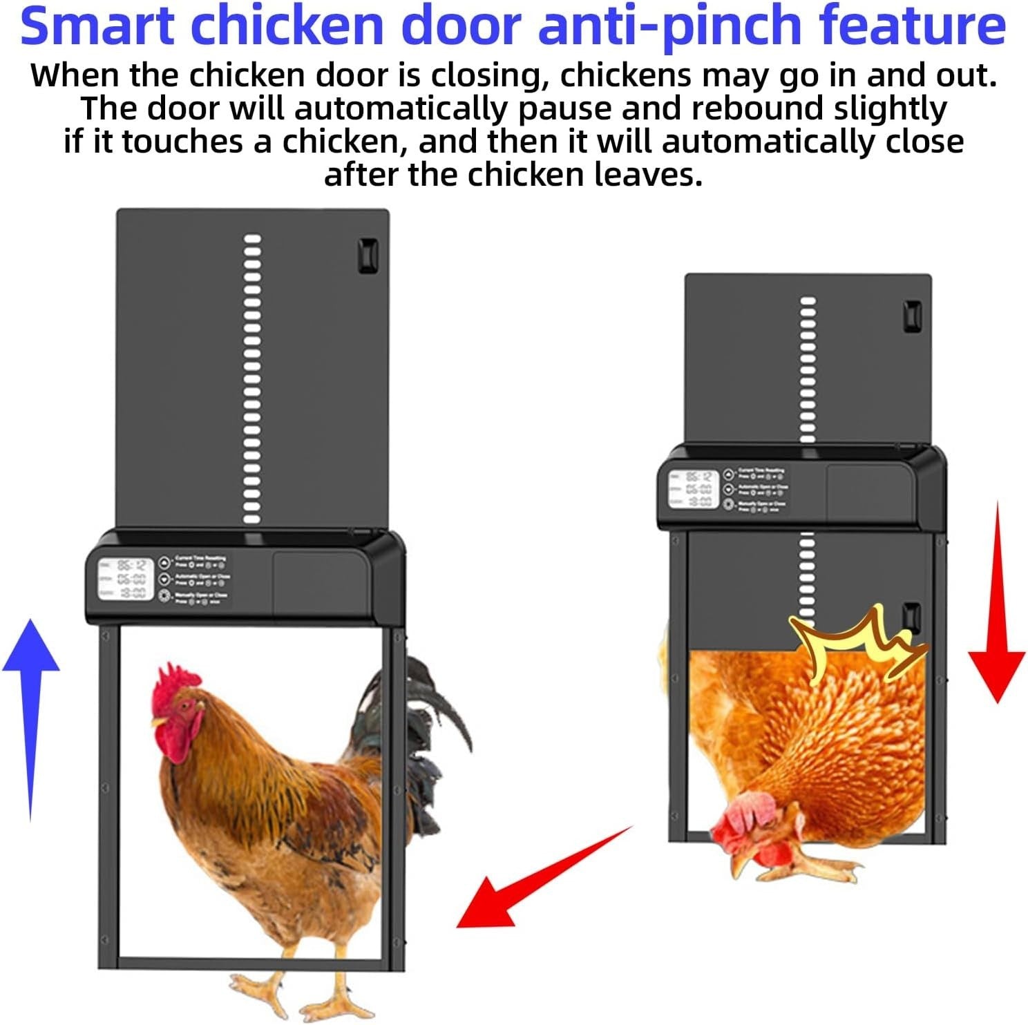 Automatic Chicken Coop Door Large Aluminium Timer LCD Anti Pinch