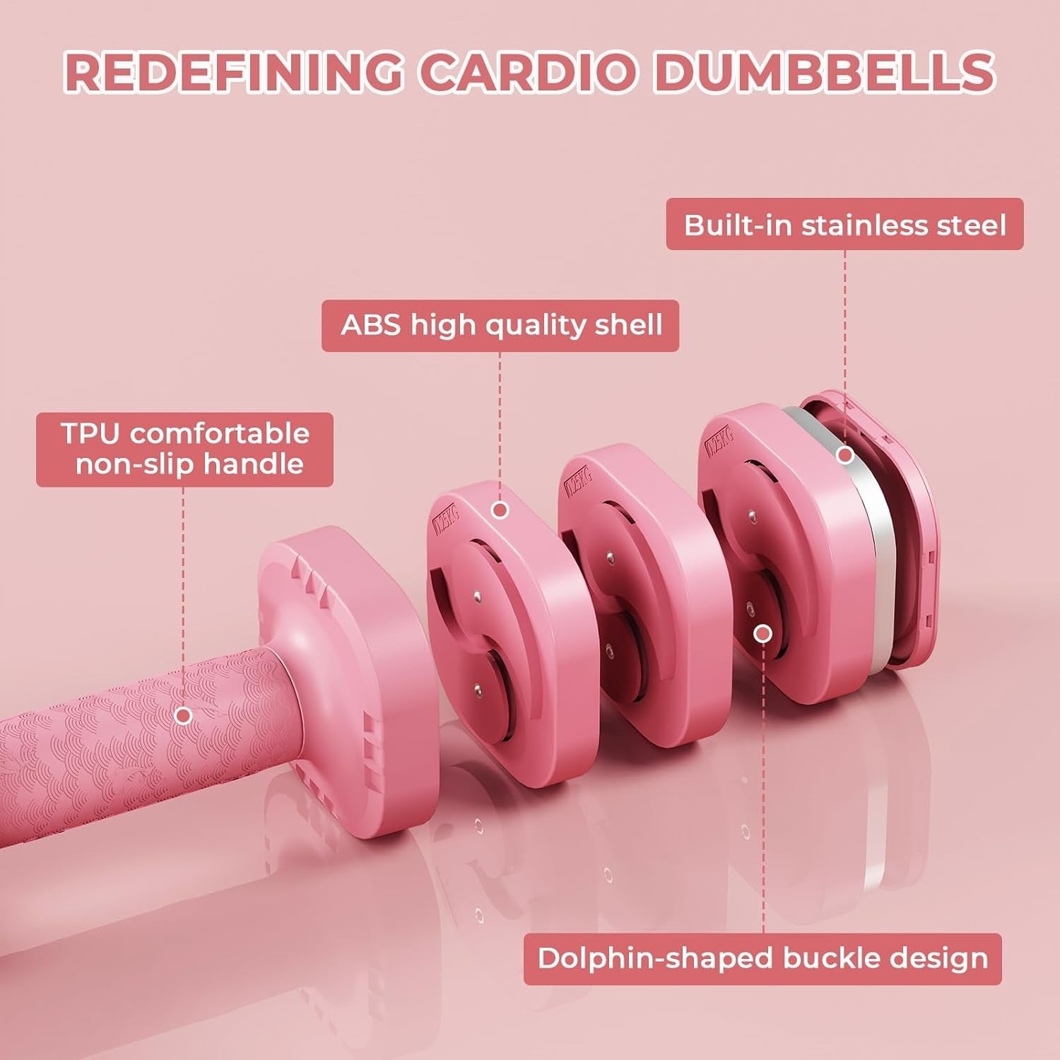 Adjustable Dumbbells Pair 2.5KG 4-in-1 Non-Slip Compact Home Gym