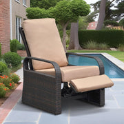Reclining Outdoor Garden Chair with Cushions Rattan Frame Weatherproof