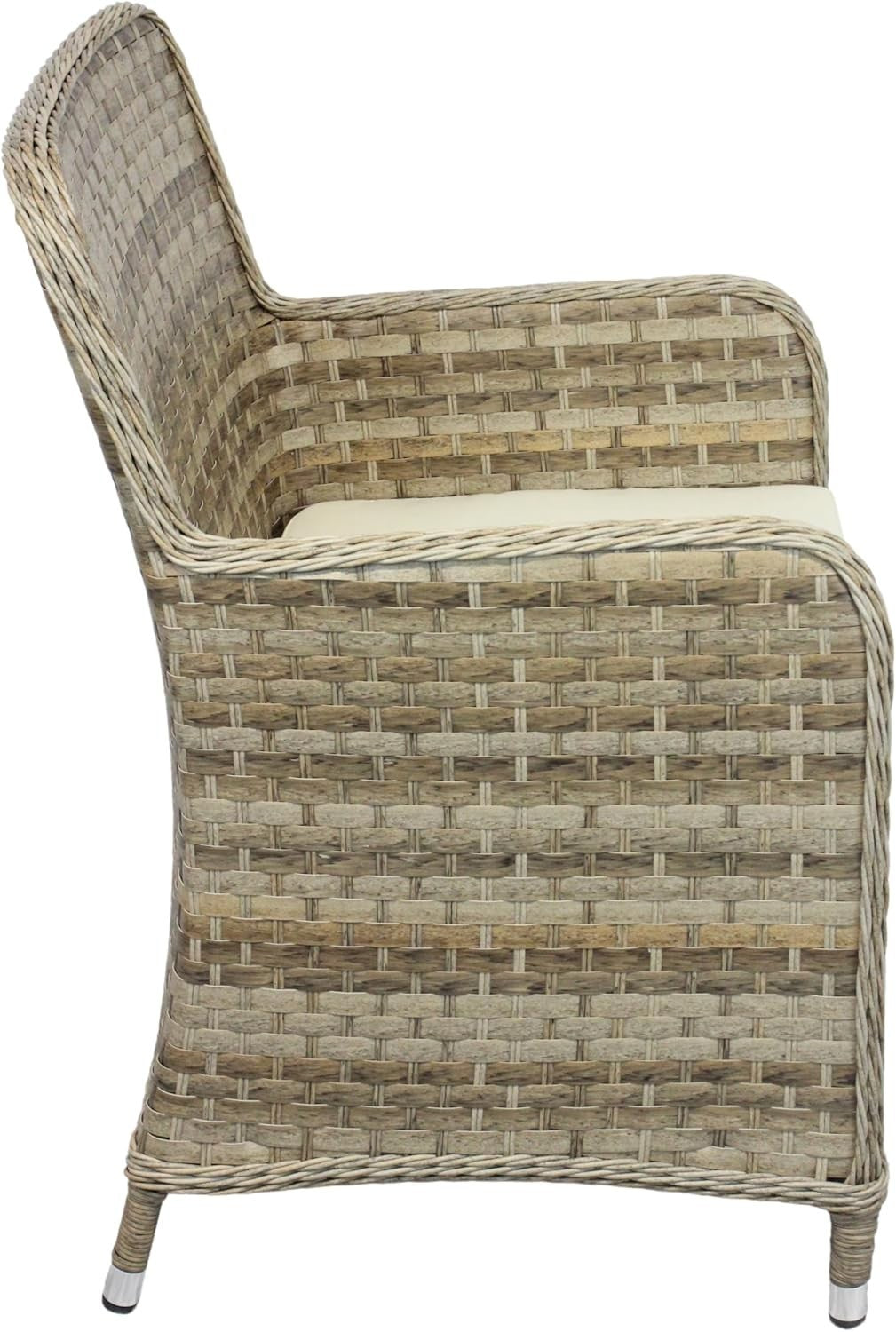 Brown Rattan Tub Armchair With Cushion Outdoor Garden Patio Dining Chair