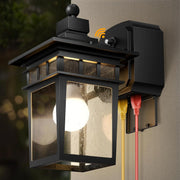 Outdoor Wall Light with GFCI Outlet, Dusk to Dawn Sensor, Waterproof Lantern