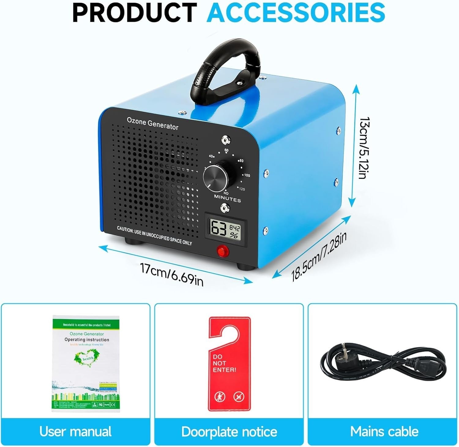 60000mg Ozone Generator Odor Eliminator Timer Large Room Smoke Pet 320㎡