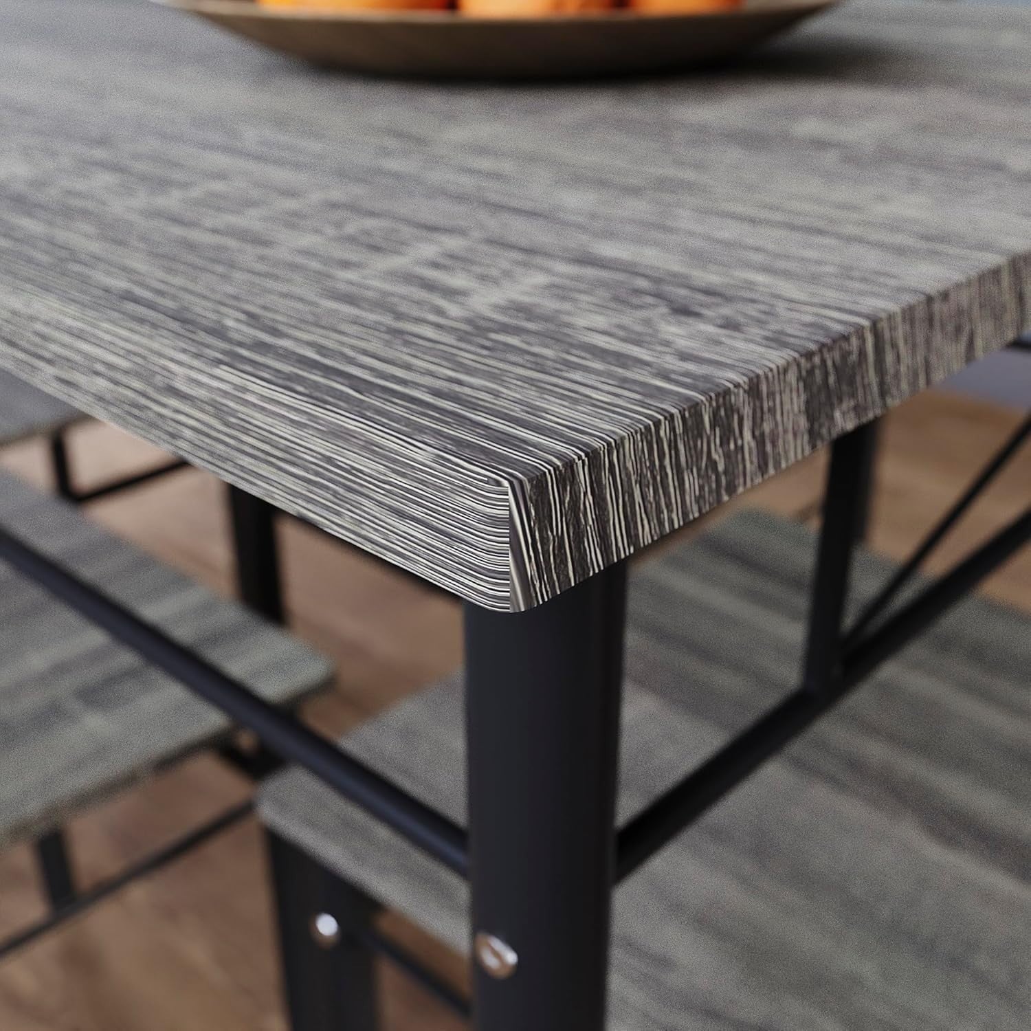 Modern Grey 4-Seater Dining Table Set | Compact Kitchen Breakfast Set