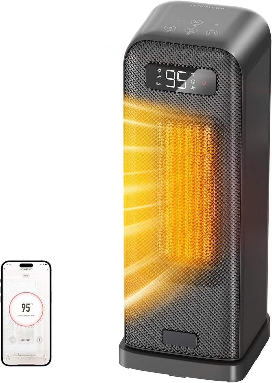 1500W Smart Tower Heater WiFi Voice Control Energy Efficient Grey