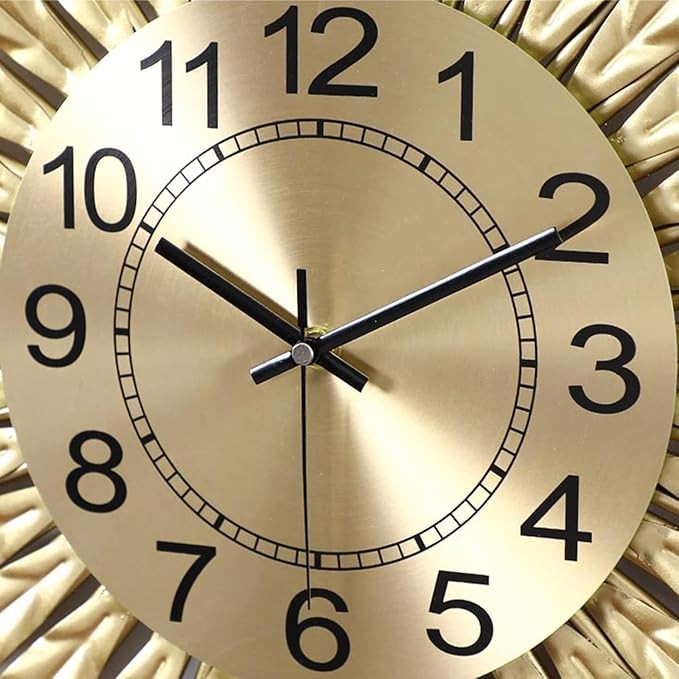 60cm Large Gold Wall Clock Modern Silent Metal Sunburst Design Home Decor