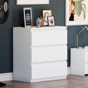 Modern 3 Drawer Chest White Storage Unit Compact Bedroom Organizer Furniture
