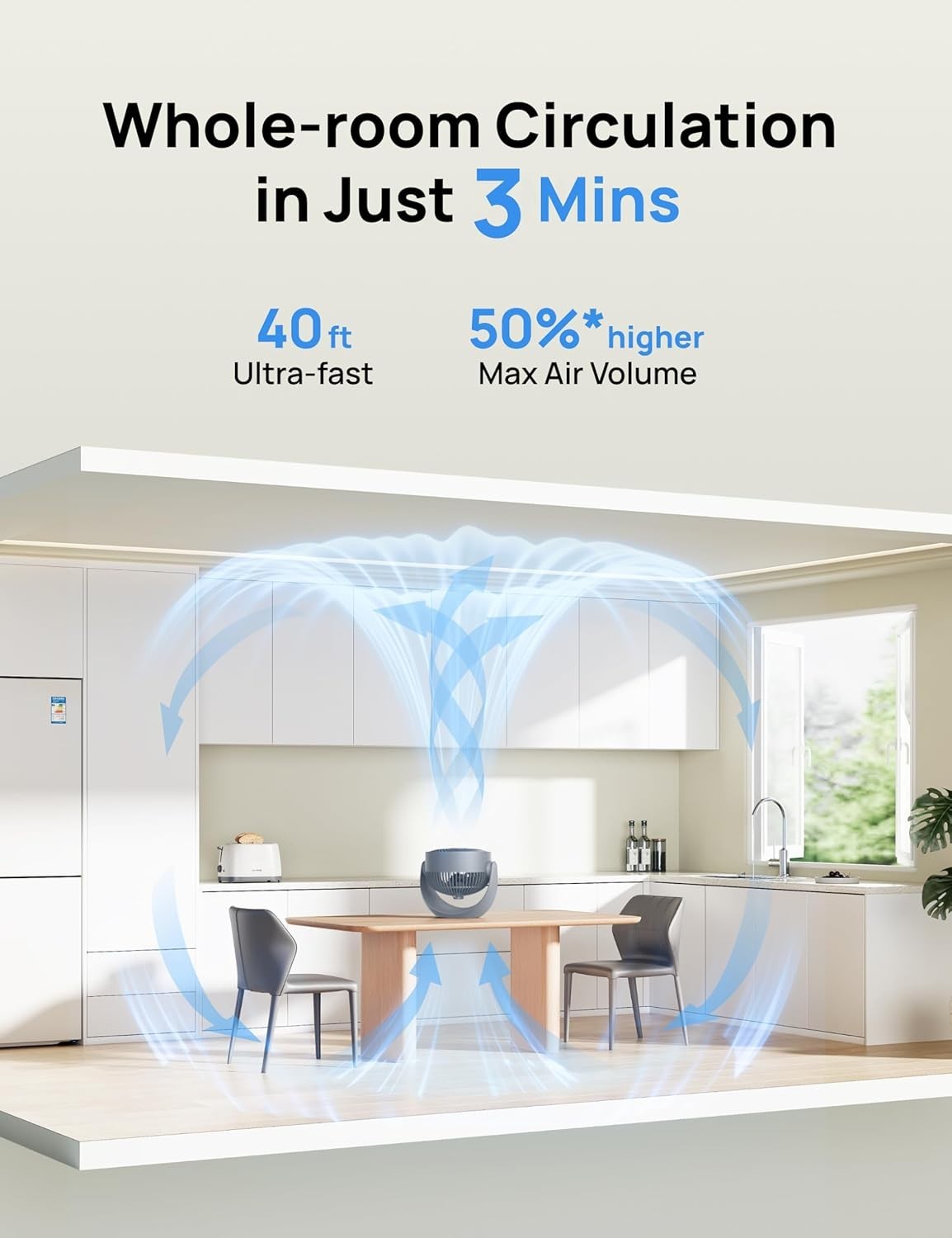 11 Inch Quiet Table Air Circulator Fan Grey 3-Speed Adjustable Tilt Room Cooling