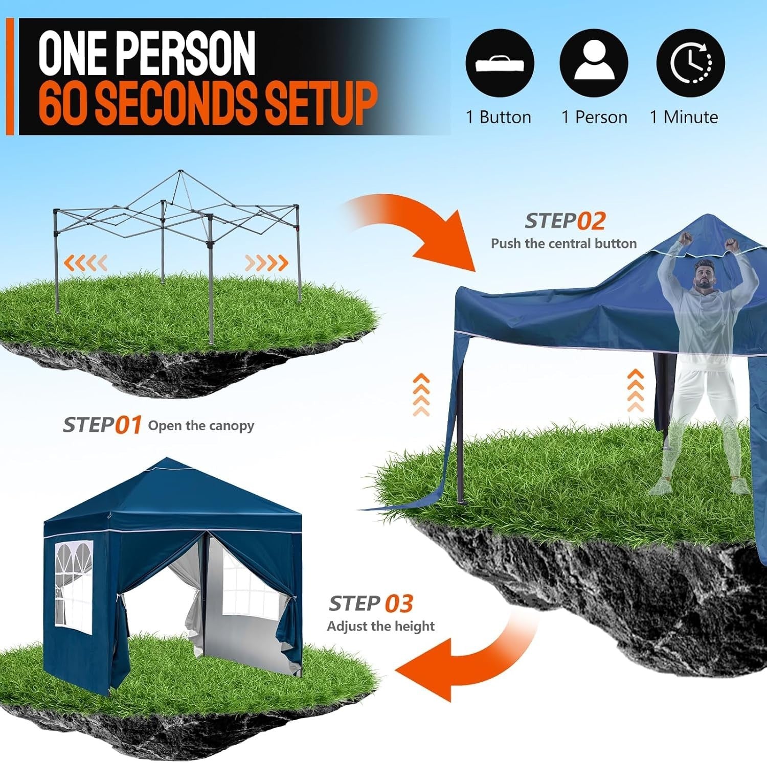 3x3M Green Pop Up Gazebo with Removable Sidewalls, Heavy-Duty Frame & Waterproof