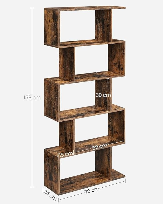 5-Tier Modern Cube Bookcase Room Divider Rustic Brown Freestanding Shelf