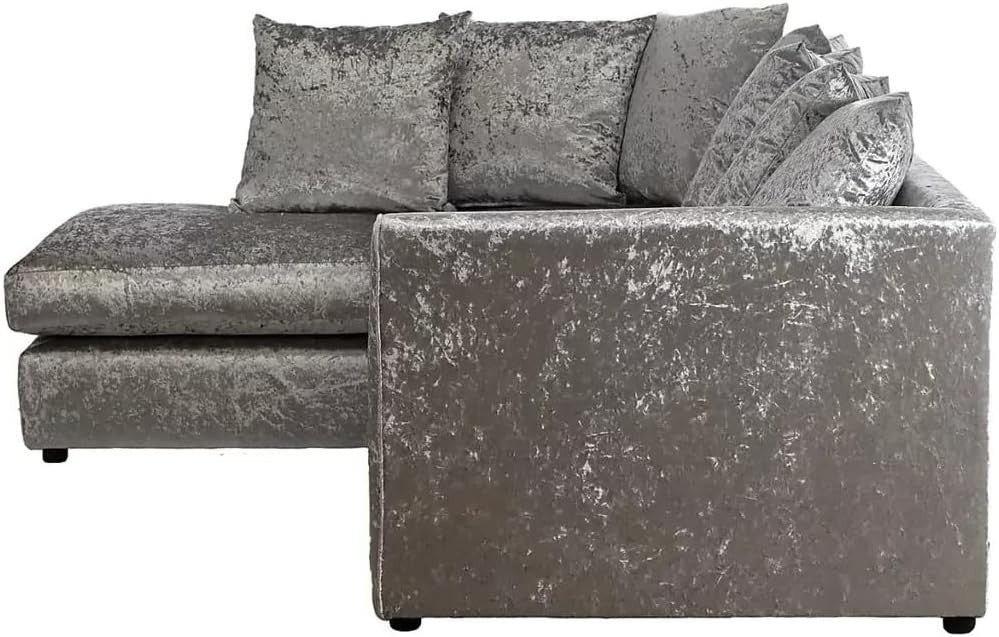 Luxury 4-Seater L Shape Corner Sofa Set - Crush Velvet, Scatter Back, Modern