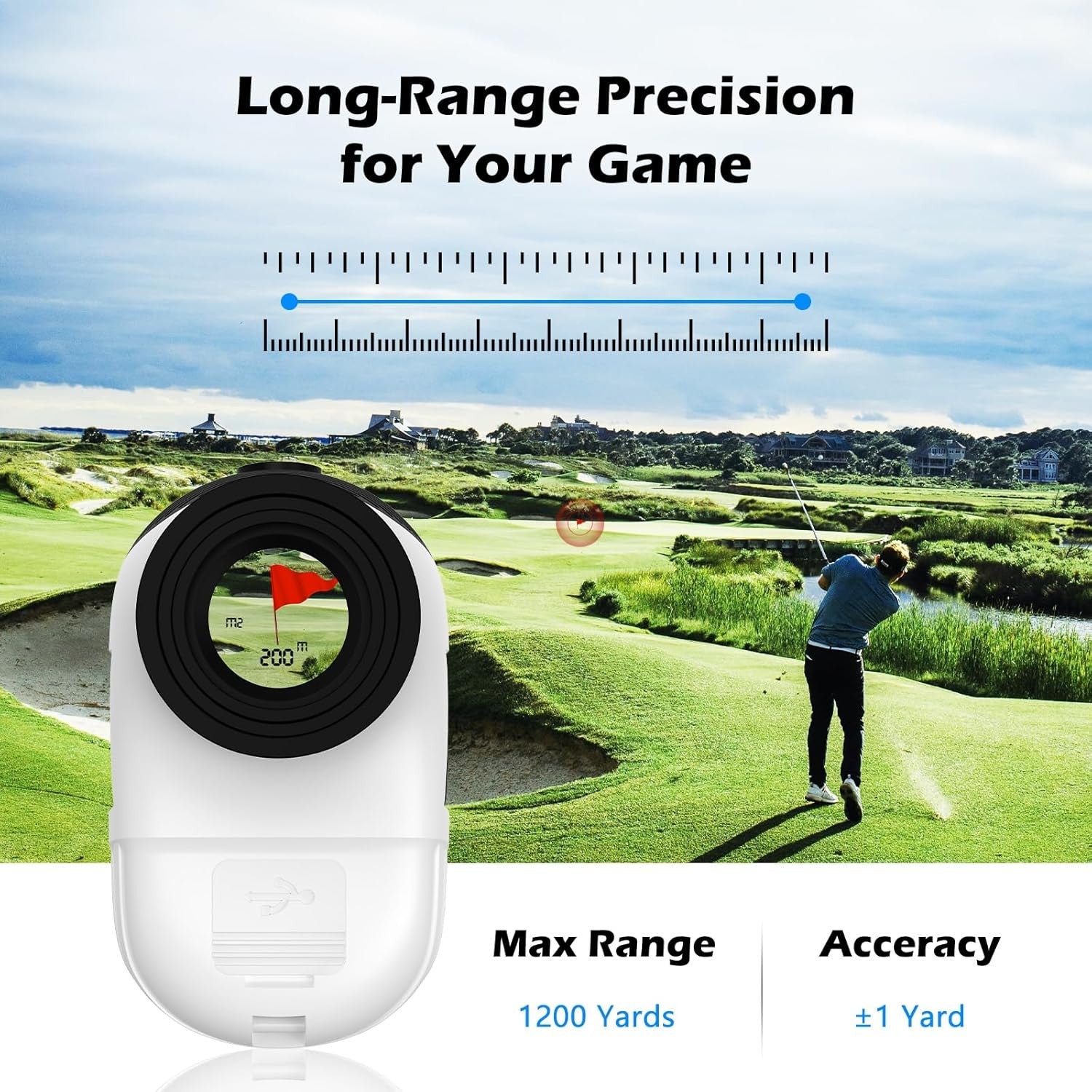 Golf Rangefinder 1200 Yards Slope Flag Lock Rechargeable Laser 7X